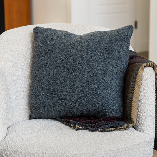 Slate Teddy Boucle Throw Pillow Covers, size 20x20", 2-Pack