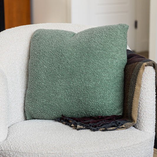Sage Teddy Boucle Throw Pillow Covers, size 20x20", 2-Pack