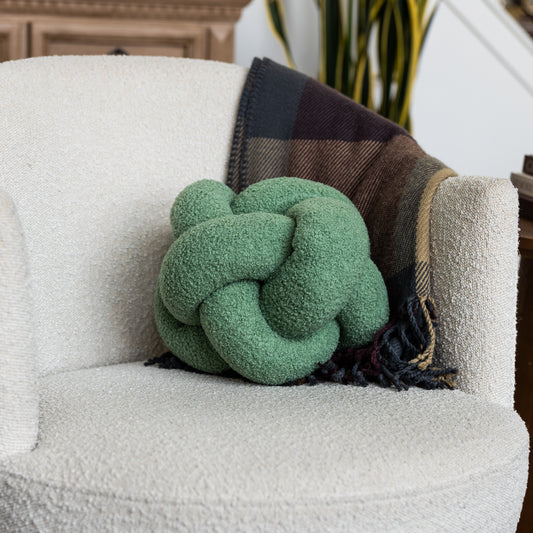 Sage Teddy Boucle Knot Throw Pillow Ball 12"