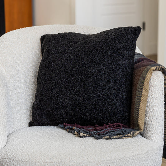 Charcoal Teddy Boucle Throw Pillow Covers, size 20x20", 2-Pack