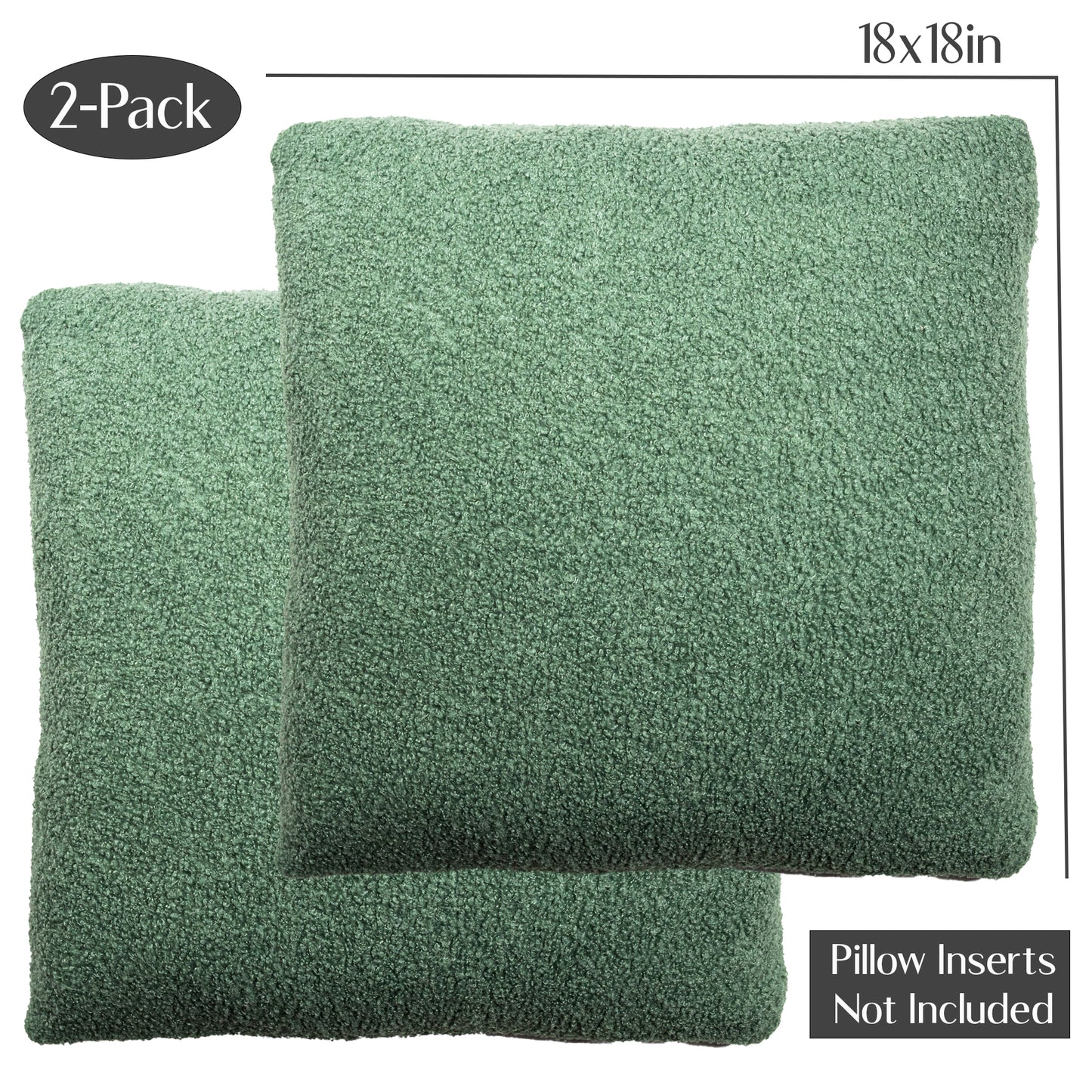 Sage Teddy Boucle Throw Pillow Covers, size 18x18", 2-Pack