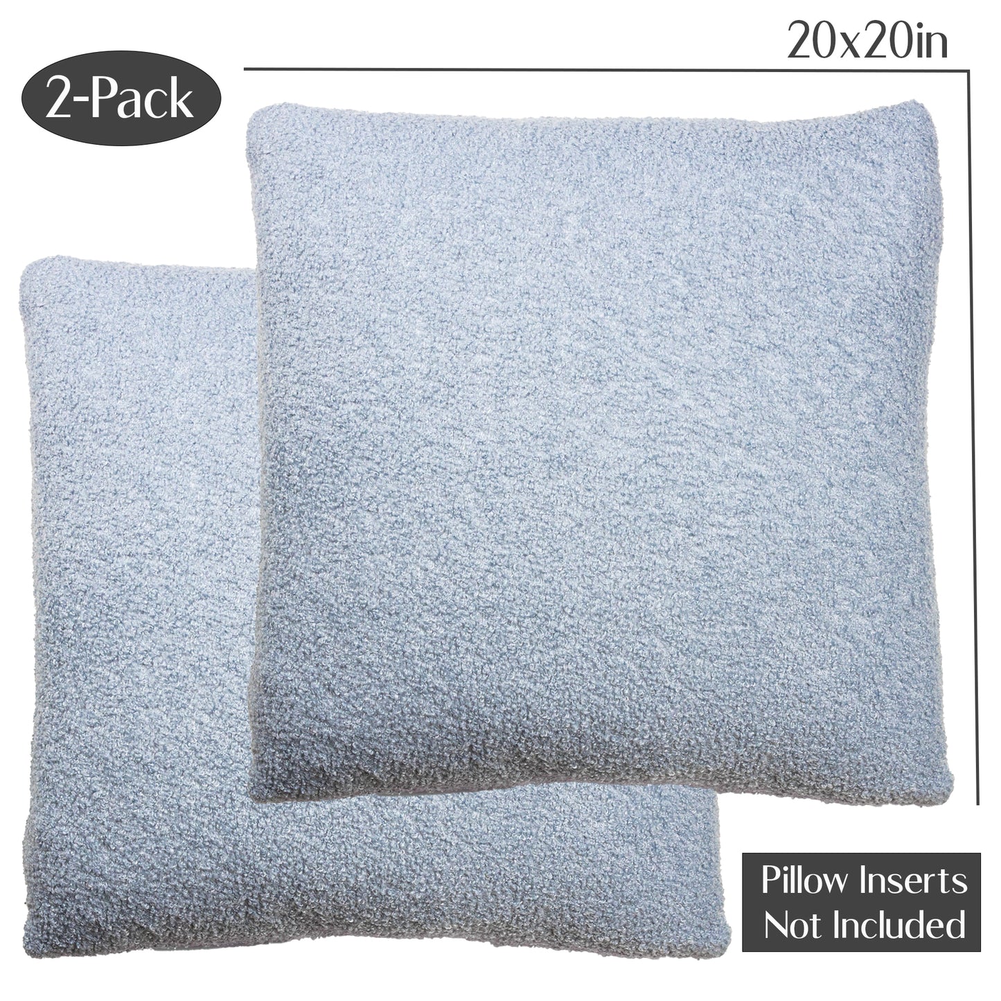 Sky Teddy Boucle Throw Pillow Covers, size 20x20", 2-Pack
