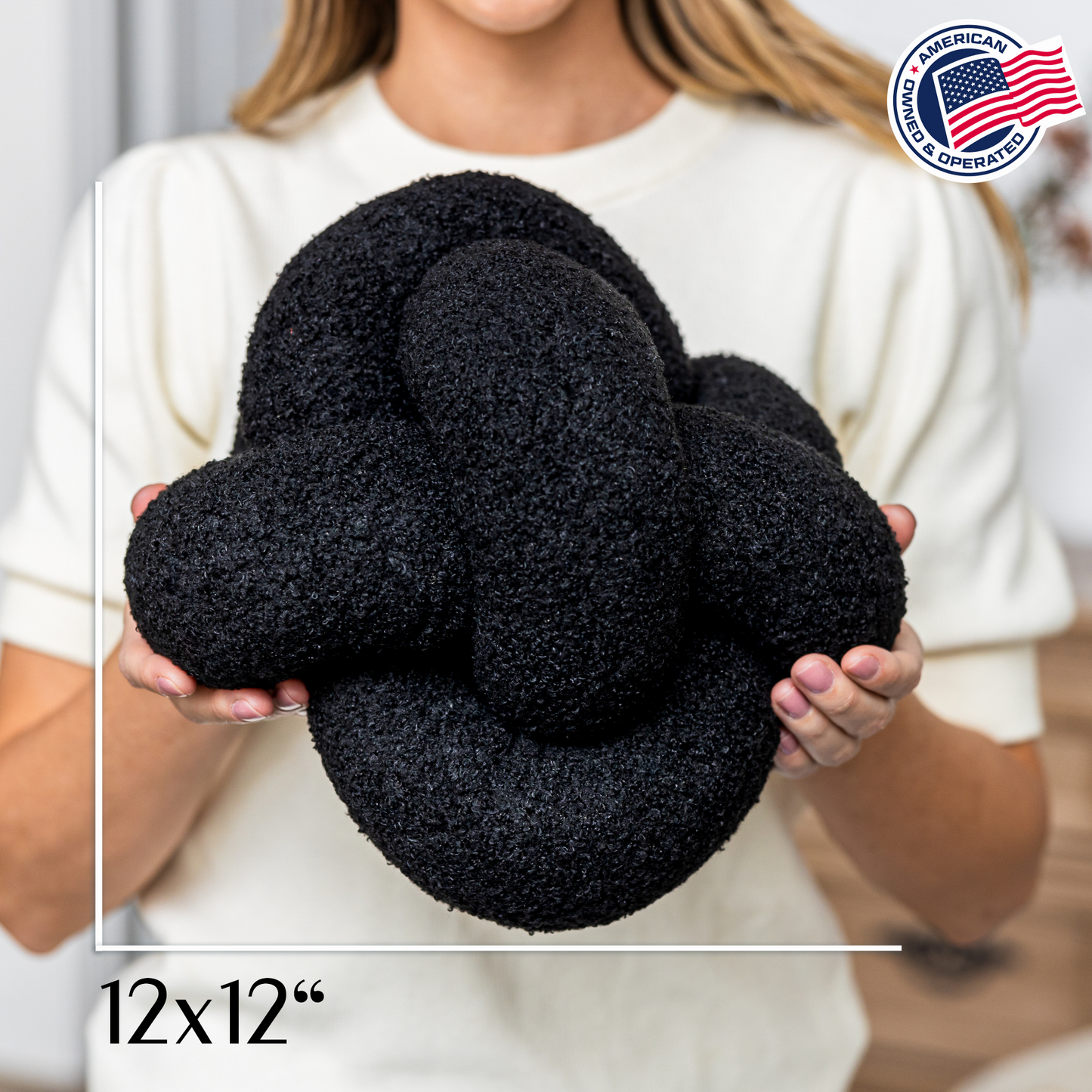 Charcoal Teddy Boucle Knot Throw Pillow Ball 12"
