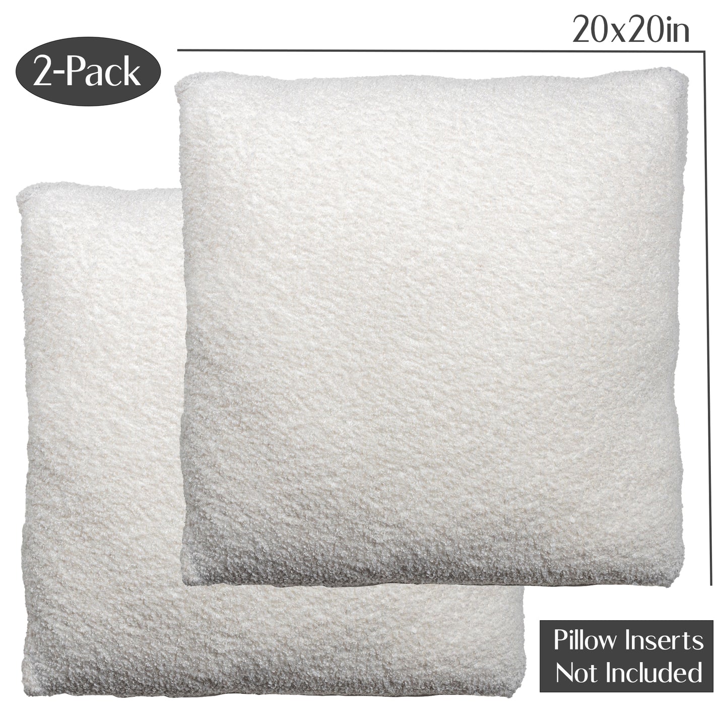 Vanilla Teddy Boucle Throw Pillow Covers, size 20x20", 2-Pack