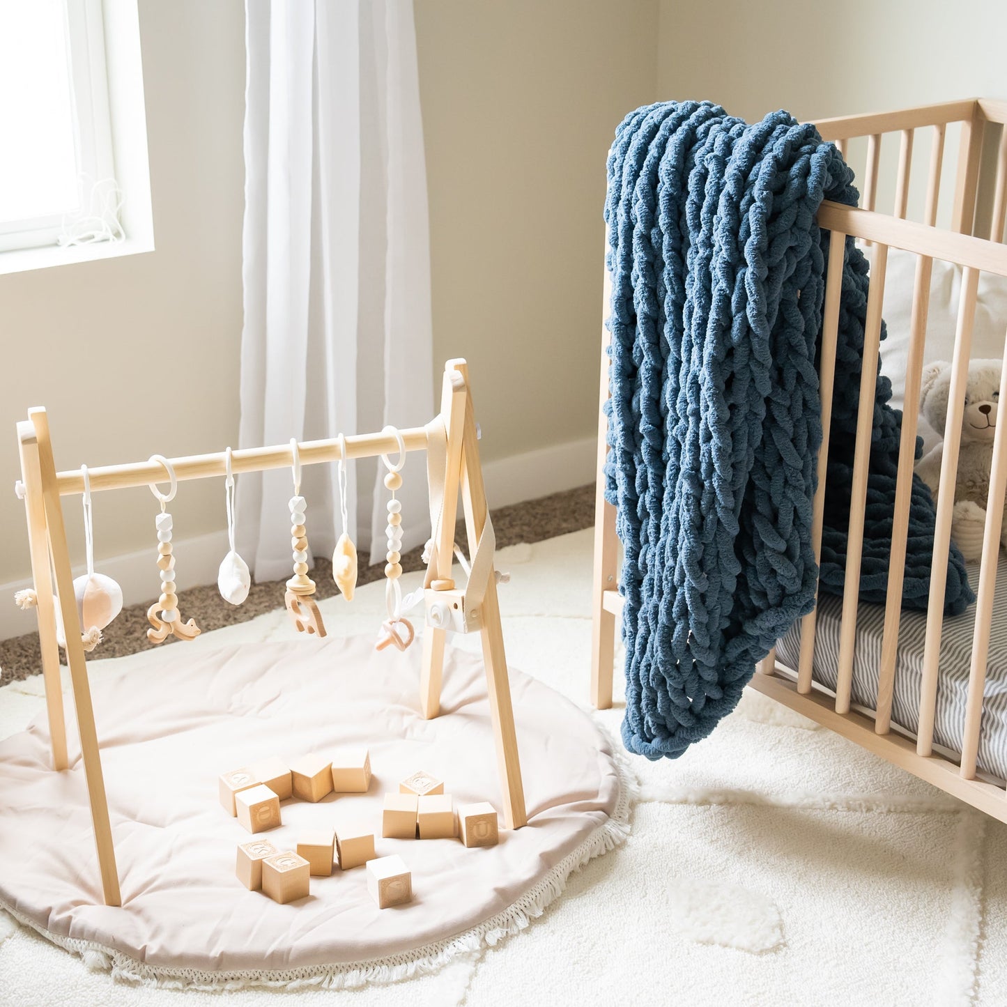Oceanside 50x30" Chenille Chunky Knit Lap Blanket or Baby Blanket