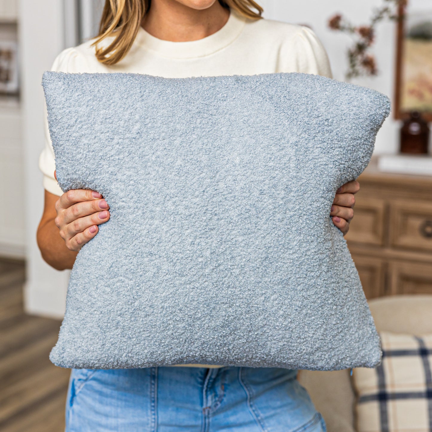 Sky Teddy Boucle Throw Pillow Covers, size 20x20", 2-Pack