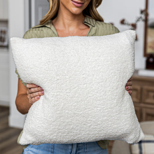Vanilla Teddy Boucle Throw Pillow Covers, size 18x18", 2-Pack