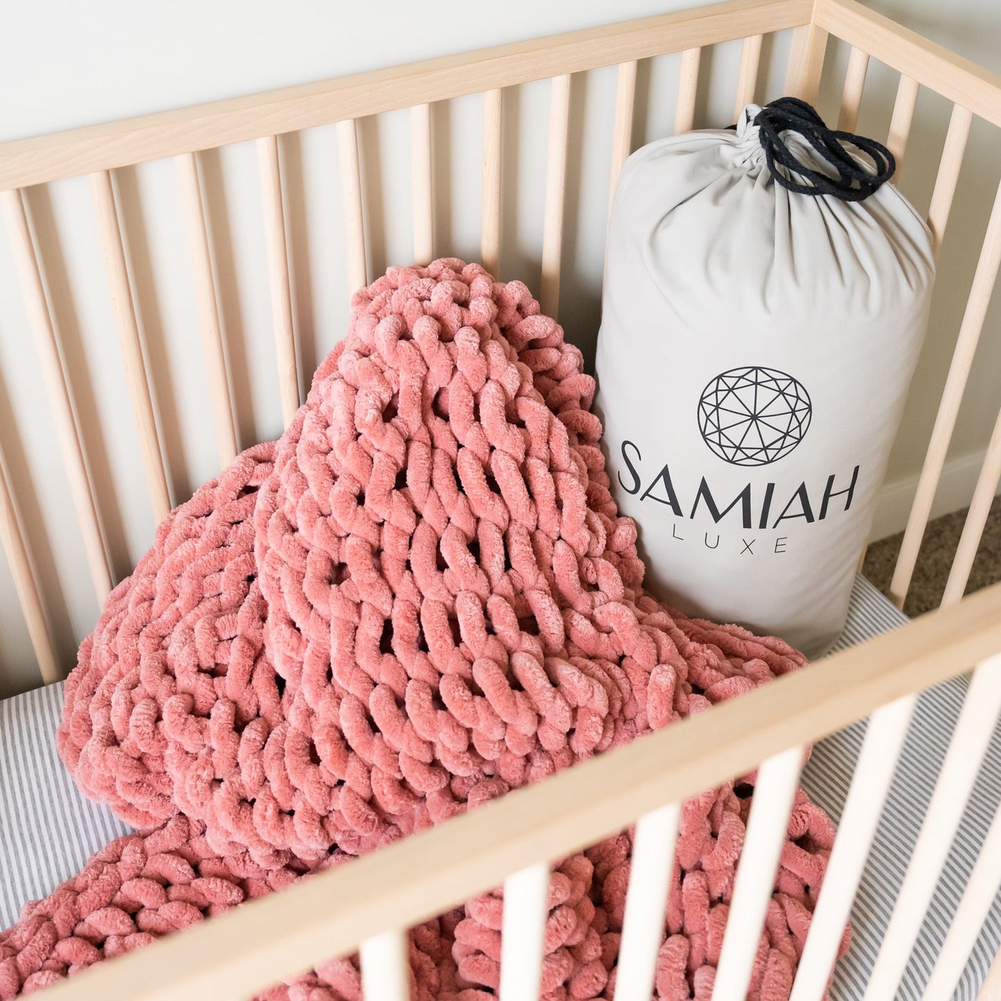 Mauve 50x30" Chenille Chunky Knit Lap Blanket or Baby Blanket
