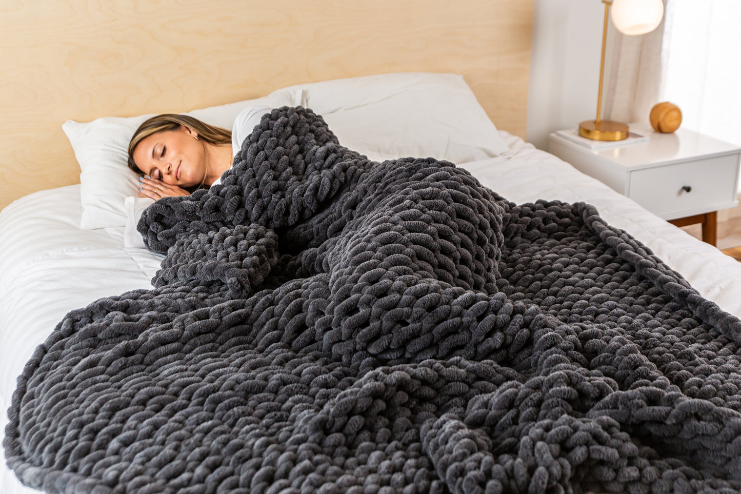 Graphite 50x70" Chenille Chunky Knit Blanket