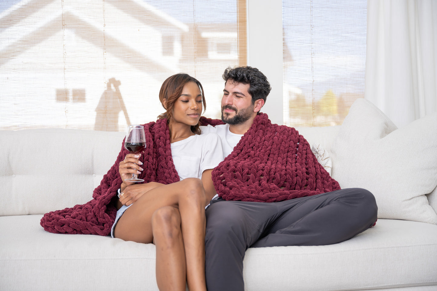 Cabernet 50x60" Chenille Chunky Knit Blanket