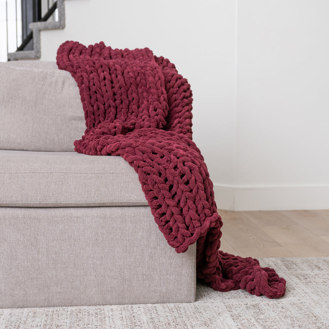 Cabernet 50x60" Chenille Chunky Knit Blanket