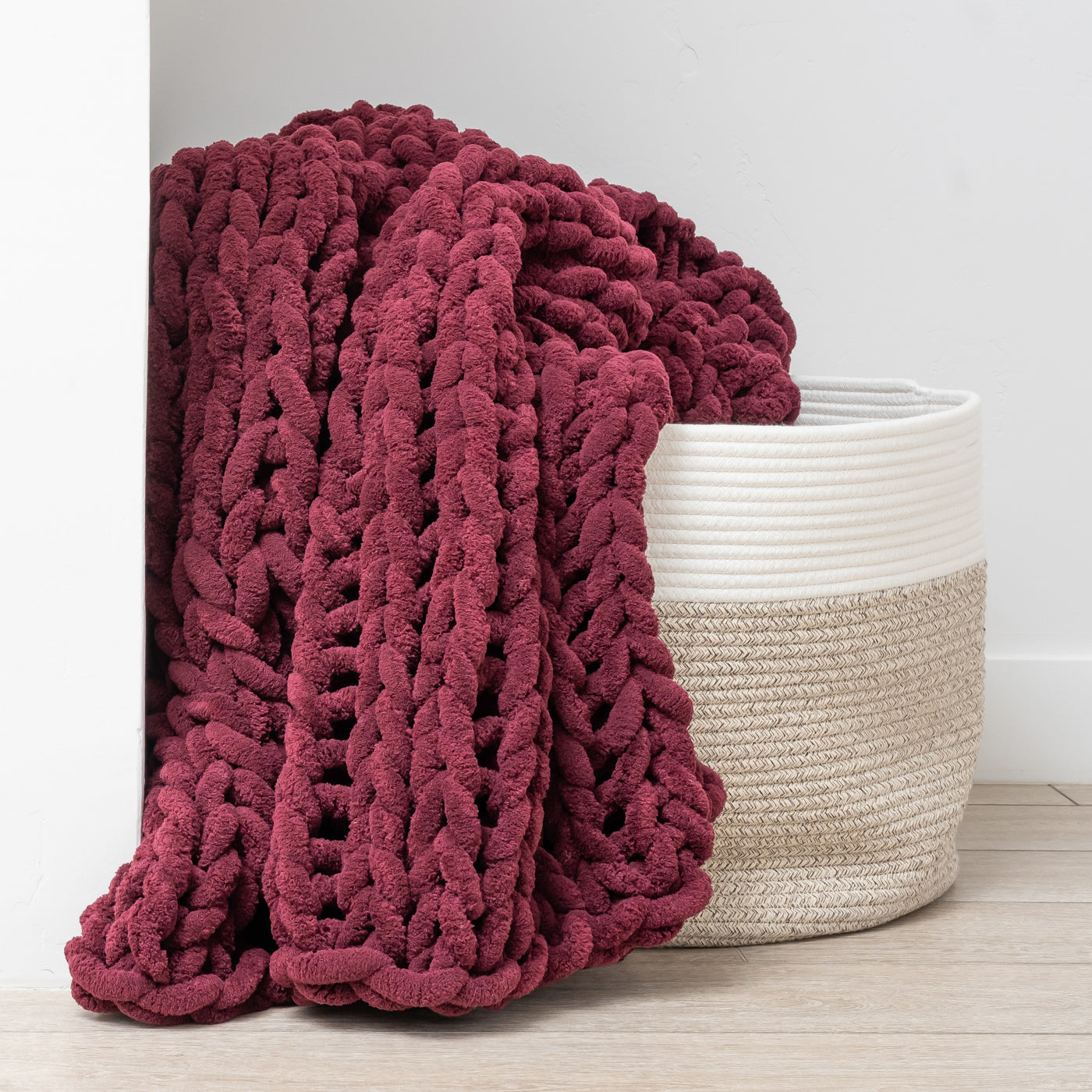 Cabernet 50x60" Chenille Chunky Knit Blanket