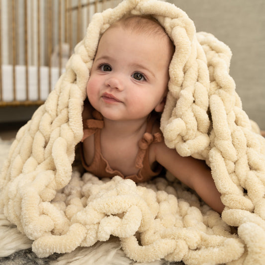 Buttercream 50x30" Chenille Chunky Knit Baby Blanket