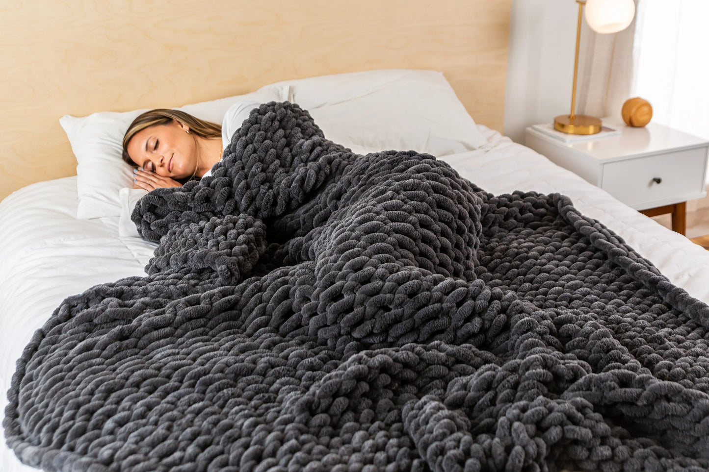 Graphite 50x60" Chenille Chunky Knit Blanket